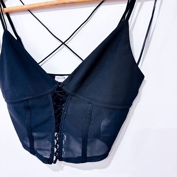 GARAGE Black corset cropped tank top - Picture 4 of 5